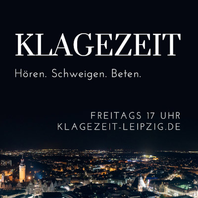 Plakat Klagezeit mit Skyline von Leipzig Plakat Klagezeit mit Skyline von Leipzig