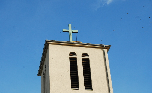 Turm der Trinitatiskirche zu Leipzig Anger-Crottendorf, Foto: Norman Jäckel